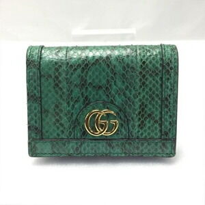 Gucci GG Marmont Python Bi fold Wallet Green Compact Bag